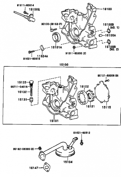 Listed by Toyodiy as oil pump for 2J-GTE (8.5:1) Part no. 15100-46051